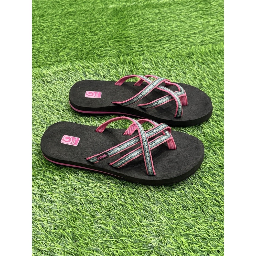Teva Olawahu Sandals Strappy Flop Flops Mush Pink Teal 6840 VTG Women's 10
